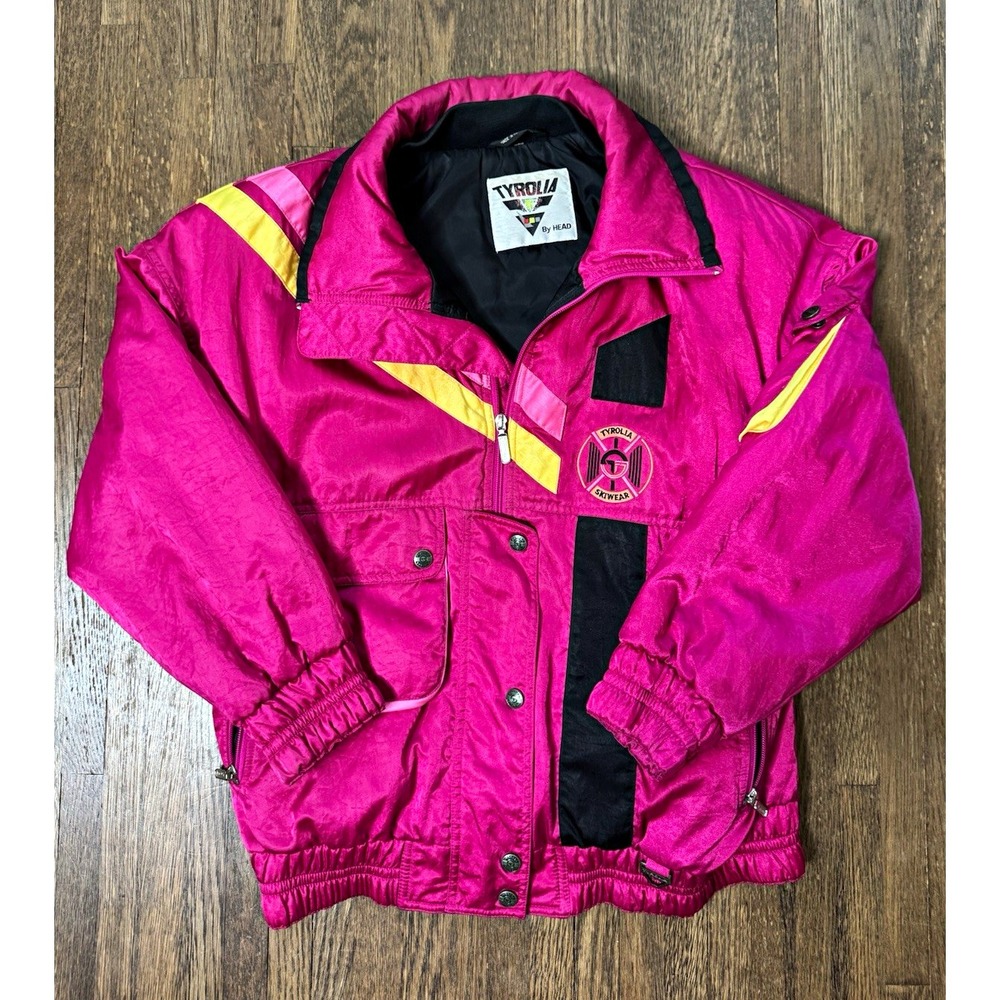 Tyrolia By HEAD Ski Jacket Womens 12 Pink Vintage 80s Puffer Snow Coat Retro